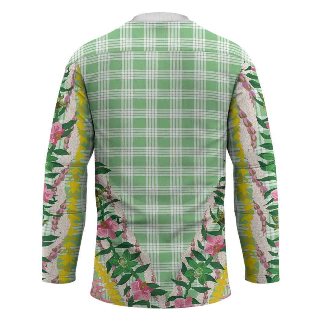 Hawaii Pikake Lokelani Plumeria Lei Hockey Jersey Green Palaka Motifs