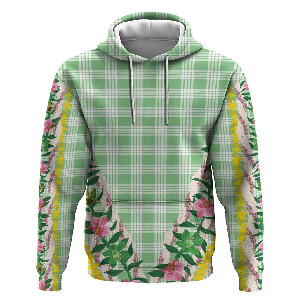 Hawaii Pikake Lokelani Plumeria Lei Hoodie Green Palaka Motifs LT05 Pullover Hoodie Green - Polynesian Pride