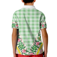 Hawaii Pikake Lokelani Plumeria Lei Kid Polo Shirt Green Palaka Motifs