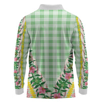 Hawaii Pikake Lokelani Plumeria Lei Long Sleeve Polo Shirt Green Palaka Motifs