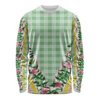 Hawaii Pikake Lokelani Plumeria Lei Long Sleeve Shirt Green Palaka Motifs