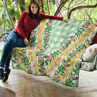 Hawaii Pikake Lokelani Plumeria Lei Quilt Green Palaka Motifs