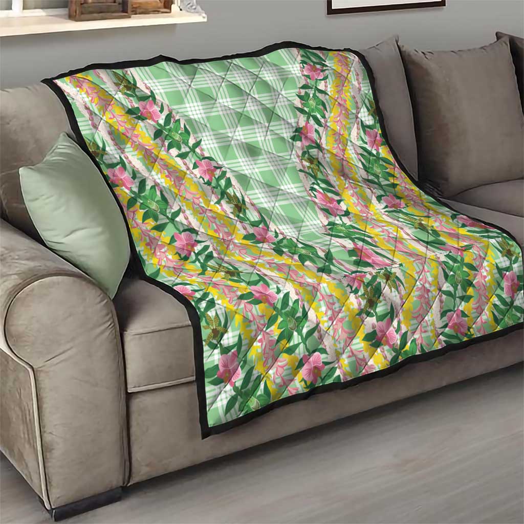Hawaii Pikake Lokelani Plumeria Lei Quilt Green Palaka Motifs