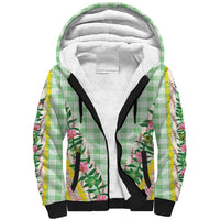 Hawaii Pikake Lokelani Plumeria Lei Sherpa Hoodie Green Palaka Motifs