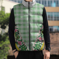 Hawaii Pikake Lokelani Plumeria Lei Sleeveless Puffer Jacket Green Palaka Motifs