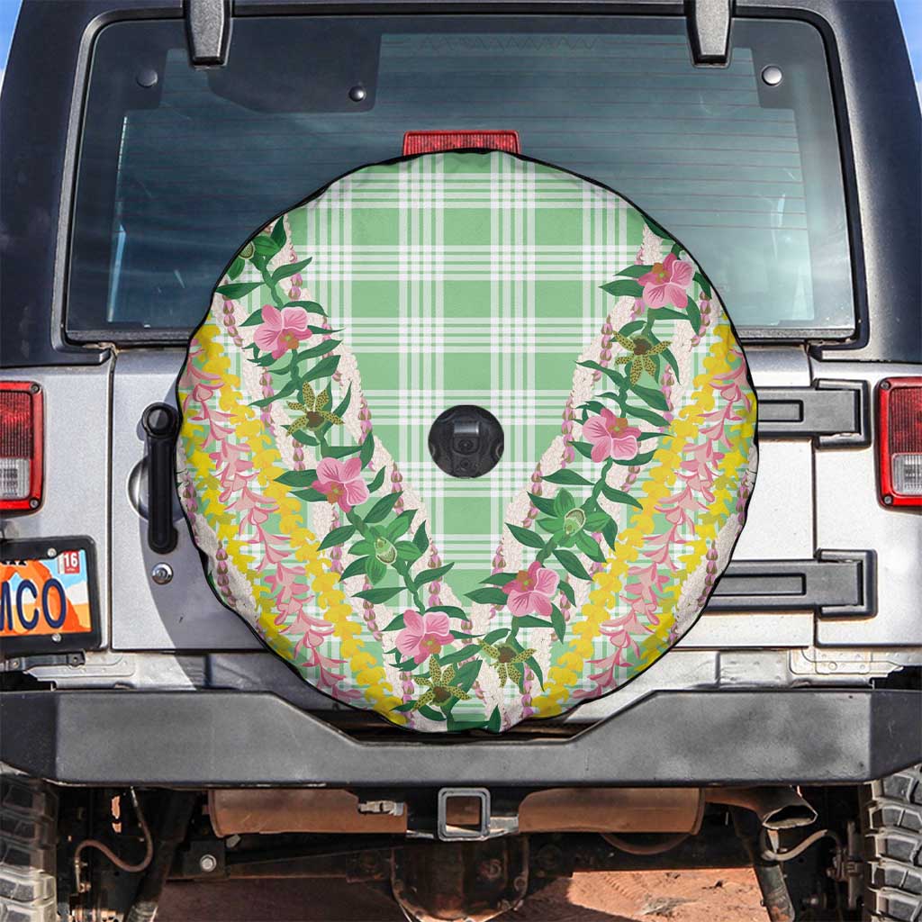 Hawaii Pikake Lokelani Plumeria Lei Spare Tire Cover Green Palaka Motifs