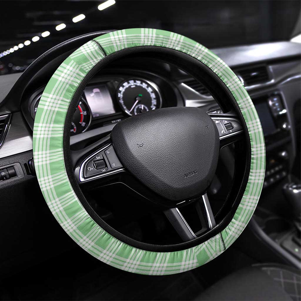 Hawaii Pikake Lokelani Plumeria Lei Steering Wheel Cover Green Palaka Motifs LT05 Universal Fit Green - Polynesian Pride