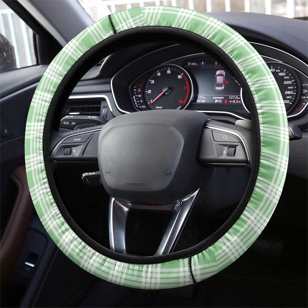 Hawaii Pikake Lokelani Plumeria Lei Steering Wheel Cover Green Palaka Motifs LT05 - Polynesian Pride