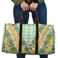 Hawaii Pikake Lokelani Plumeria Lei Travel Bag Green Palaka Motifs