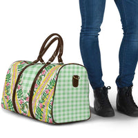 Hawaii Pikake Lokelani Plumeria Lei Travel Bag Green Palaka Motifs
