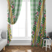 Hawaii Pikake Lokelani Plumeria Lei Window Curtain Green Palaka Motifs
