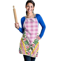 Hawaii Pikake Lokelani Plumeria Lei Apron Pink Palaka Motifs