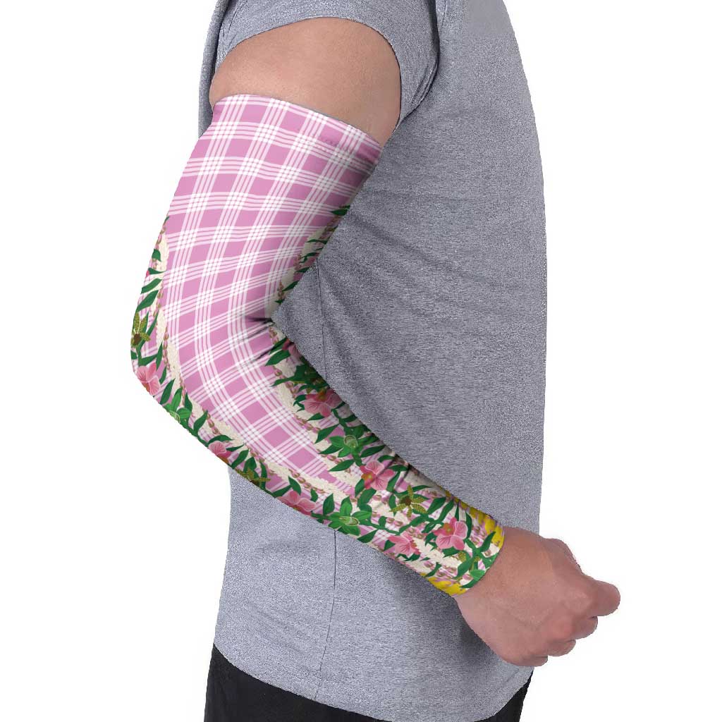 Hawaii Pikake Lokelani Plumeria Lei Arm Sleeves Pink Palaka Motifs