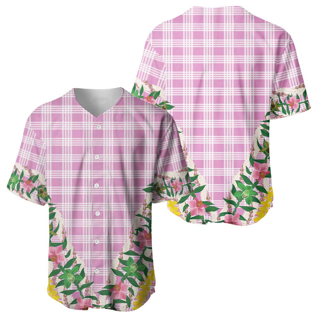 Hawaii Pikake Lokelani Plumeria Lei Baseball Jersey Pink Palaka Motifs