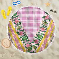 Hawaii Pikake Lokelani Plumeria Lei Beach Blanket Pink Palaka Motifs LT05 One Size 150cm Pink - Polynesian Pride