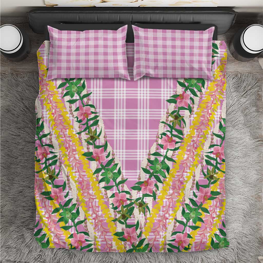 Hawaii Pikake Lokelani Plumeria Lei Bedding Set Pink Palaka Motifs