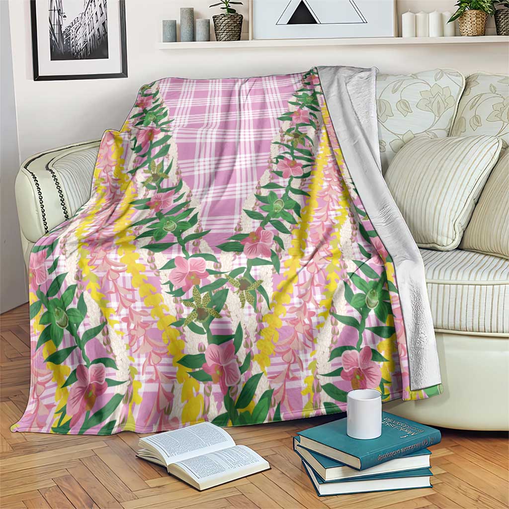 Hawaii Pikake Lokelani Plumeria Lei Blanket Pink Palaka Motifs