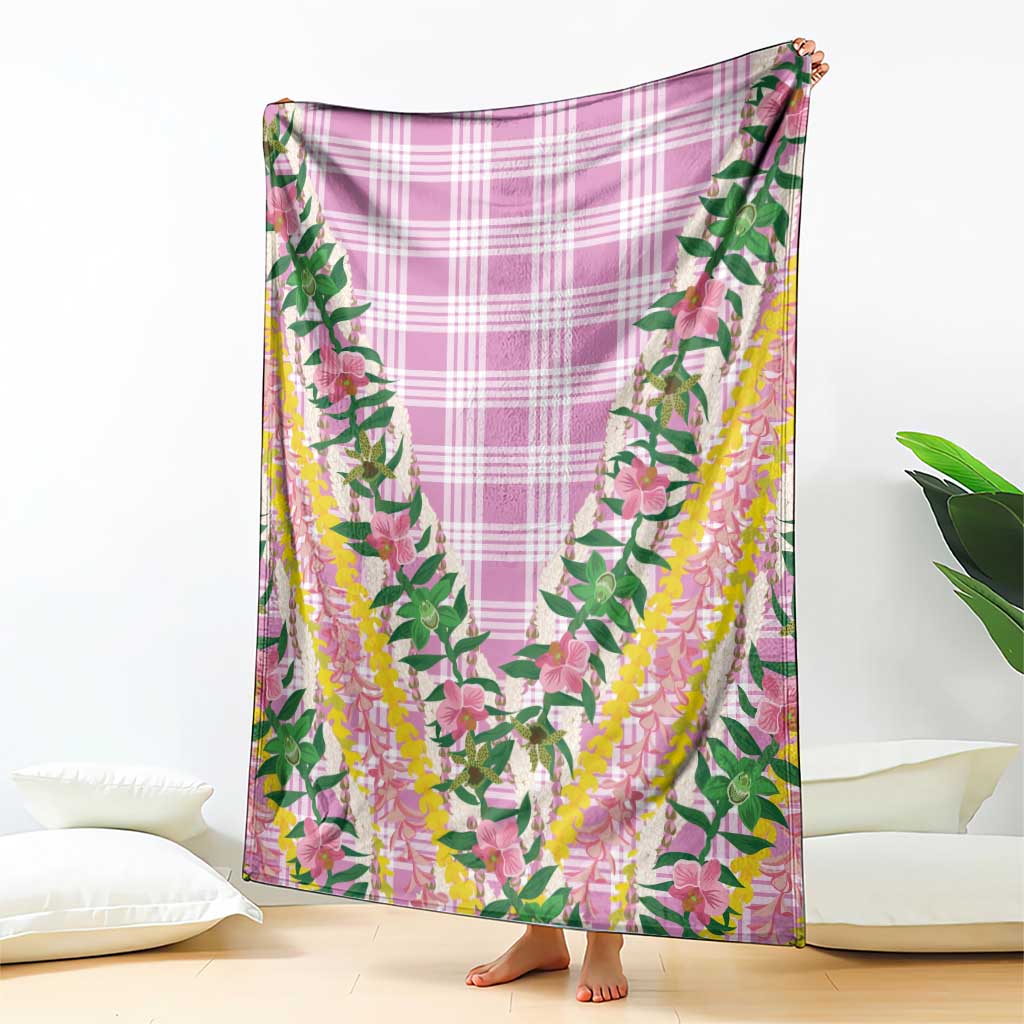 Hawaii Pikake Lokelani Plumeria Lei Blanket Pink Palaka Motifs