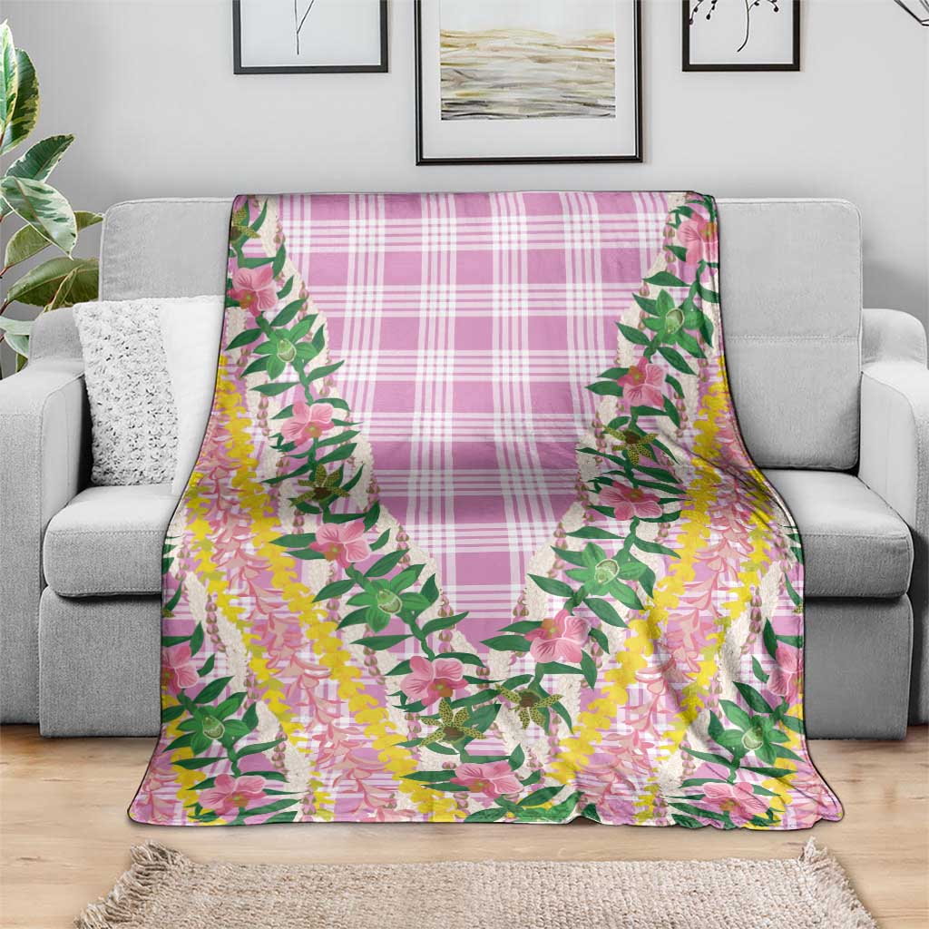 Hawaii Pikake Lokelani Plumeria Lei Blanket Pink Palaka Motifs