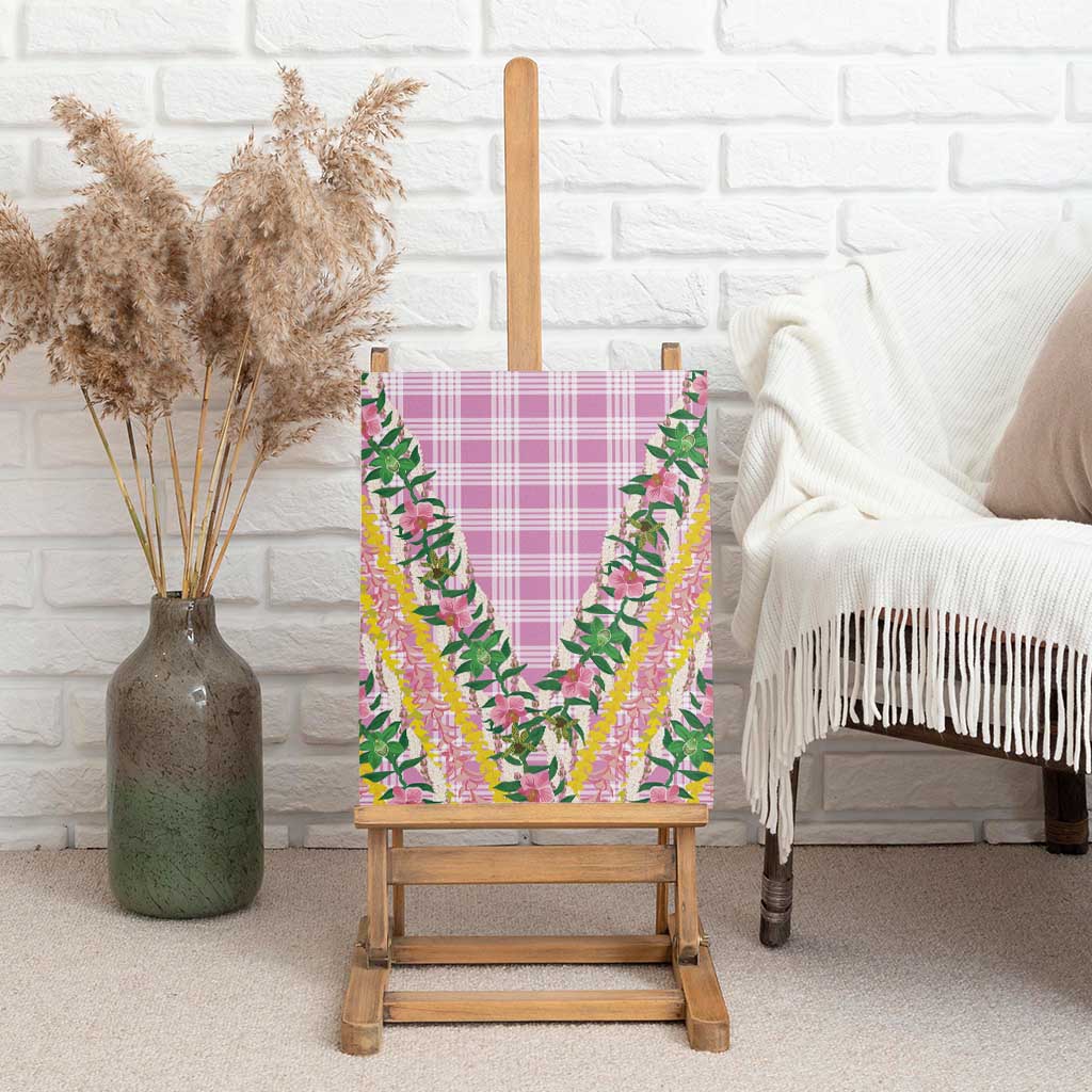 Hawaii Pikake Lokelani Plumeria Lei Canvas Wall Art Pink Palaka Motifs