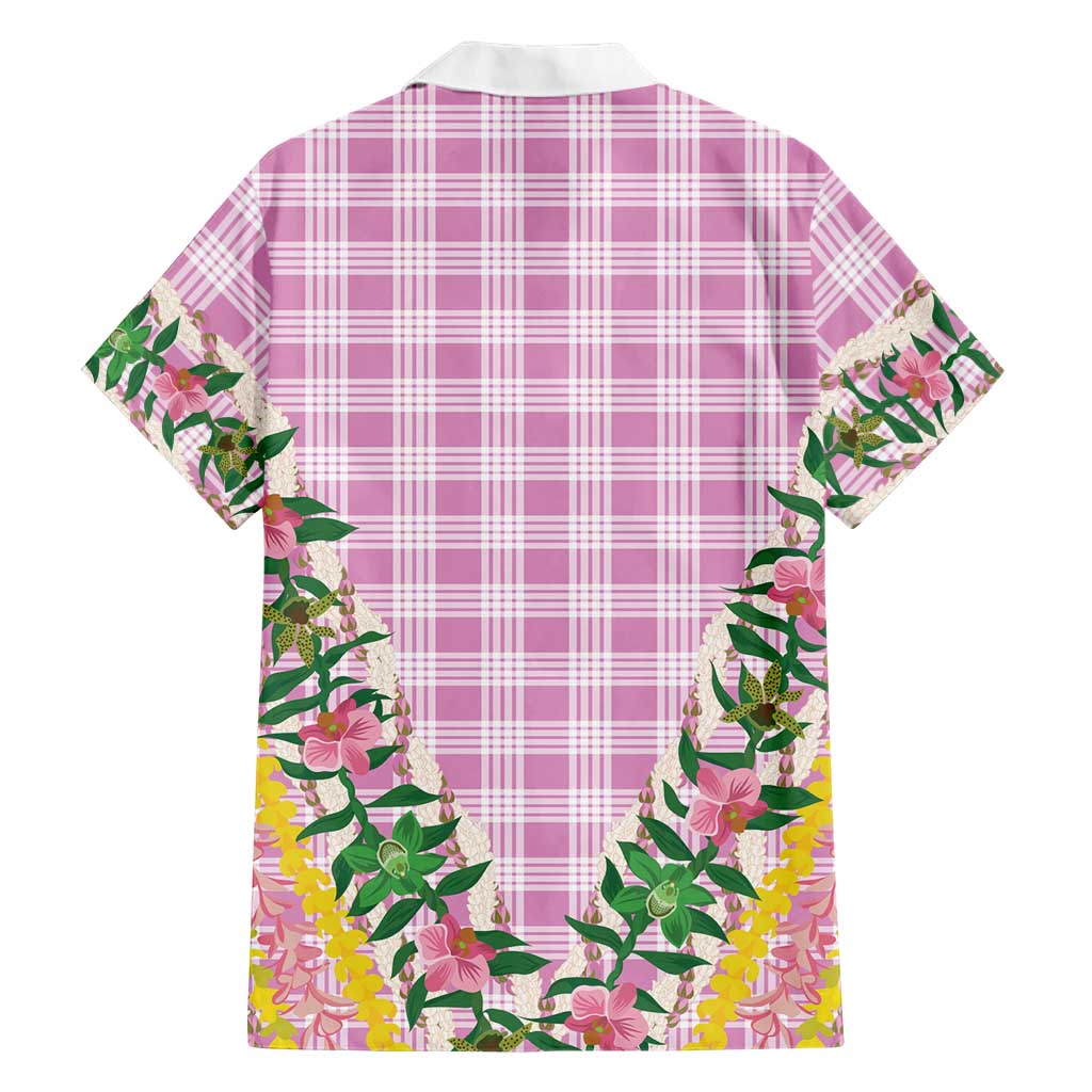 Hawaii Pikake Lokelani Plumeria Lei Family Matching Puletasi and Hawaiian Shirt Pink Palaka Motifs