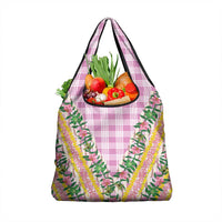 Hawaii Pikake Lokelani Plumeria Lei Grocery Bag Pink Palaka Motifs LT05 1-pack One Size Pink - Polynesian Pride