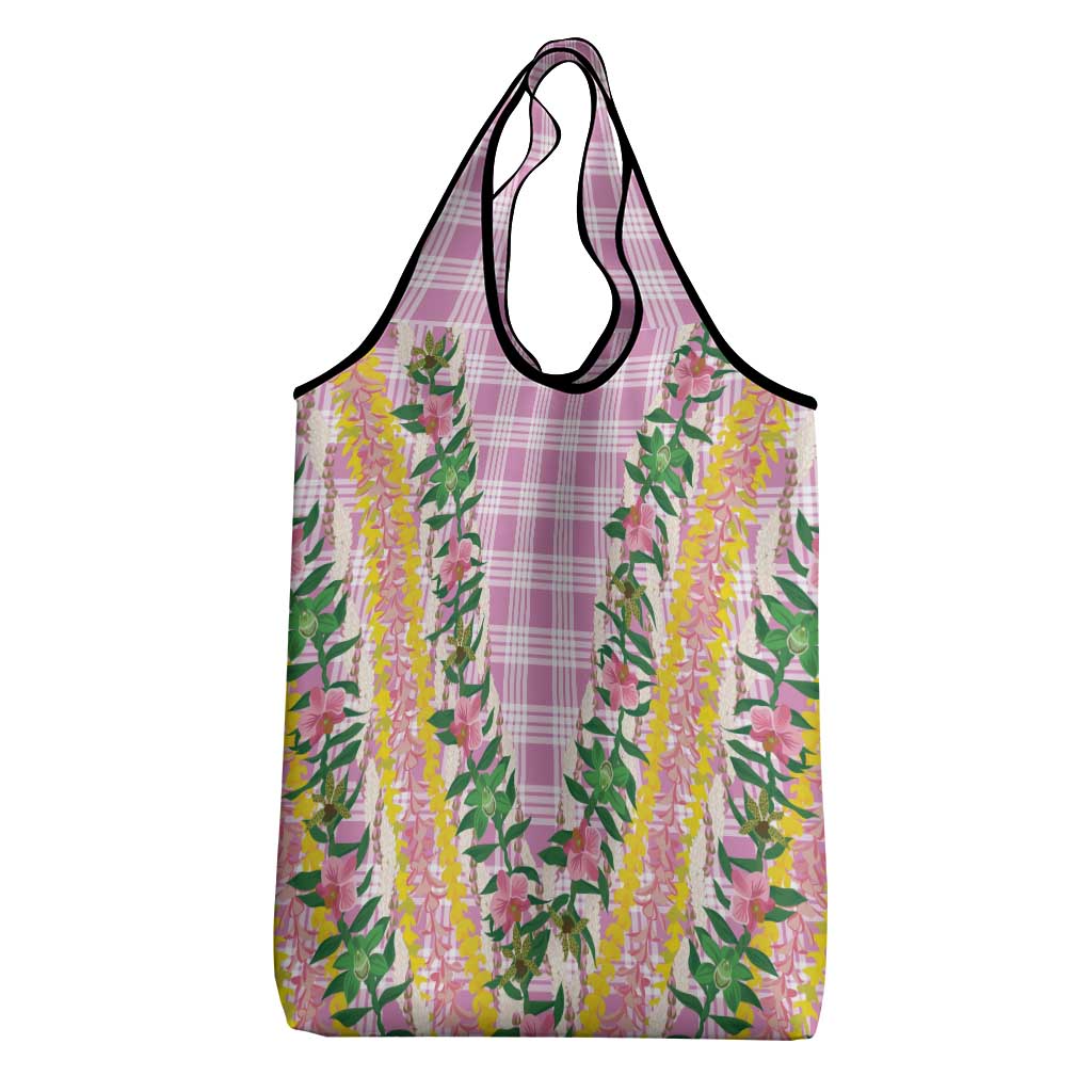 Hawaii Pikake Lokelani Plumeria Lei Grocery Bag Pink Palaka Motifs LT05 - Polynesian Pride