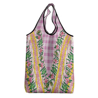 Hawaii Pikake Lokelani Plumeria Lei Grocery Bag Pink Palaka Motifs LT05 - Polynesian Pride