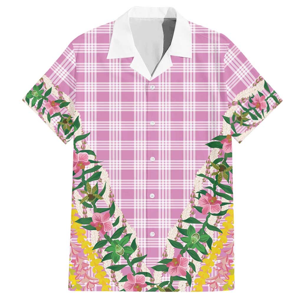 Hawaii Pikake Lokelani Plumeria Lei Hawaiian Shirt Pink Palaka Motifs