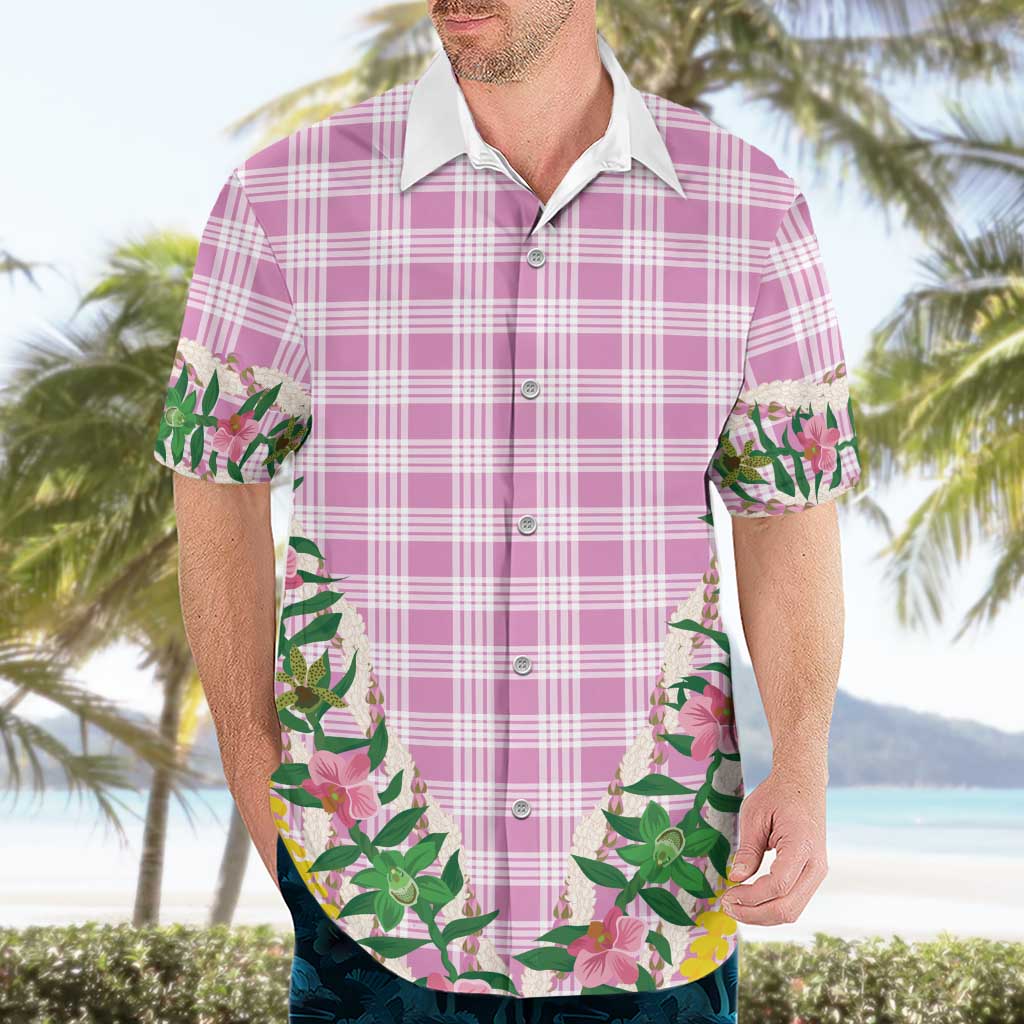 Hawaii Pikake Lokelani Plumeria Lei Hawaiian Shirt Pink Palaka Motifs