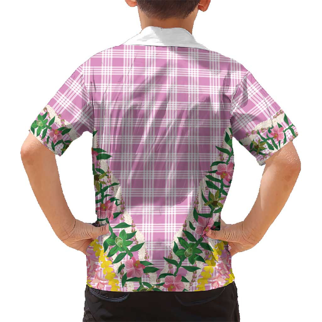 Hawaii Pikake Lokelani Plumeria Lei Hawaiian Shirt Pink Palaka Motifs