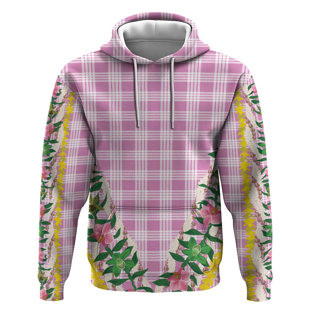 Hawaii Pikake Lokelani Plumeria Lei Hoodie Pink Palaka Motifs LT05 Pullover Hoodie Pink - Polynesian Pride