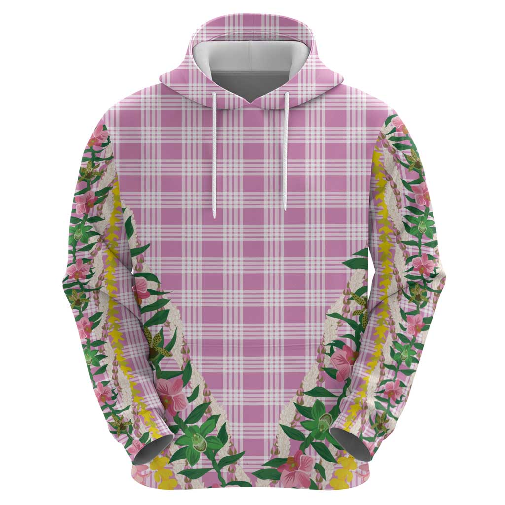 Hawaii Pikake Lokelani Plumeria Lei Hoodie Pink Palaka Motifs LT05 - Polynesian Pride