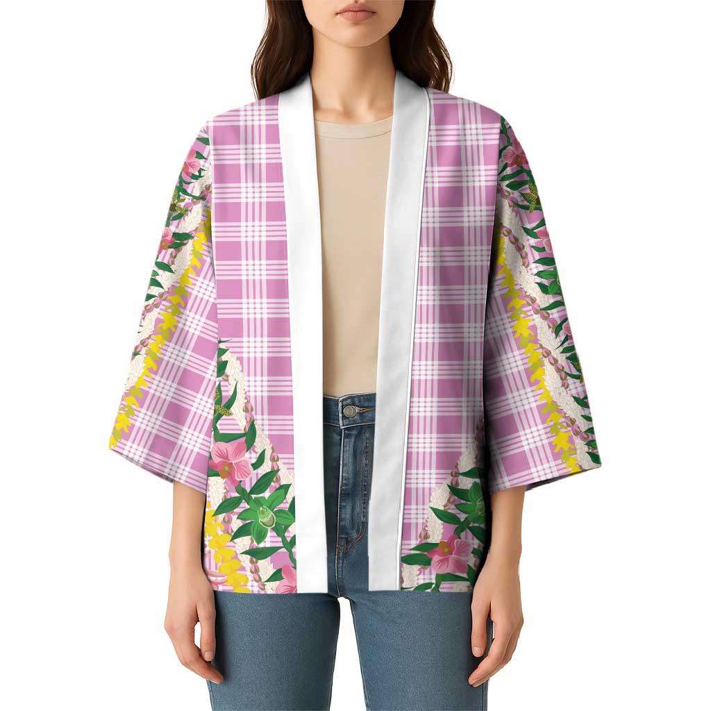 Hawaii Pikake Lokelani Plumeria Lei Kimono Pink Palaka Motifs