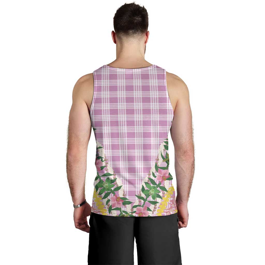 Hawaii Pikake Lokelani Plumeria Lei Men Tank Top Pink Palaka Motifs