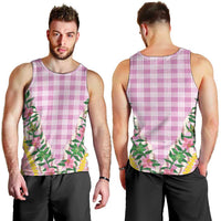 Hawaii Pikake Lokelani Plumeria Lei Men Tank Top Pink Palaka Motifs