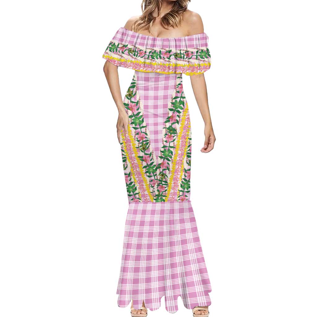 Hawaii Pikake Lokelani Plumeria Lei Mermaid Dress Pink Palaka Motifs