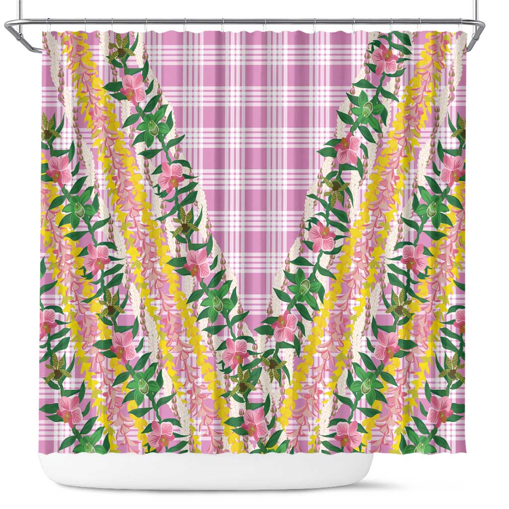 Hawaii Pikake Lokelani Plumeria Lei Shower Curtain Pink Palaka Motifs LT05 Pink - Polynesian Pride