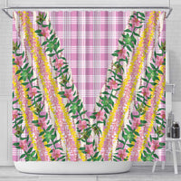 Hawaii Pikake Lokelani Plumeria Lei Shower Curtain Pink Palaka Motifs LT05 - Polynesian Pride