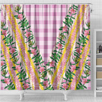 Hawaii Pikake Lokelani Plumeria Lei Shower Curtain Pink Palaka Motifs LT05 - Polynesian Pride