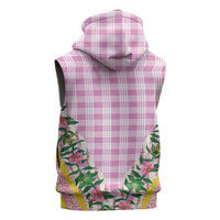 Hawaii Pikake Lokelani Plumeria Lei Sleeveless Hoodie Pink Palaka Motifs