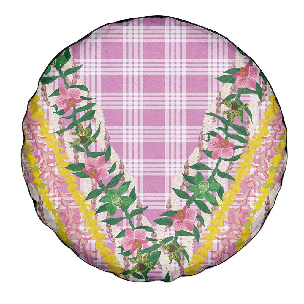 Hawaii Pikake Lokelani Plumeria Lei Spare Tire Cover Pink Palaka Motifs