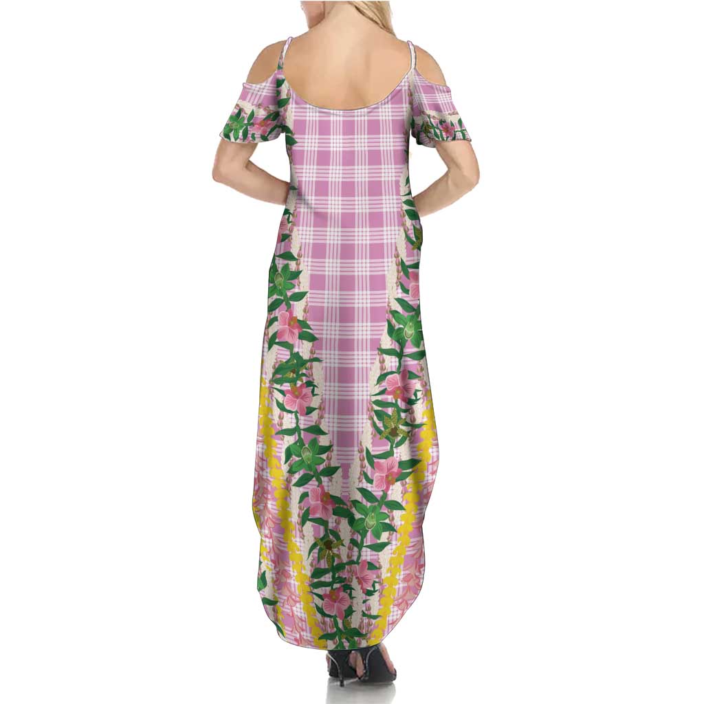 Hawaii Pikake Lokelani Plumeria Lei Summer Maxi Dress Pink Palaka Motifs LT05 - Polynesian Pride