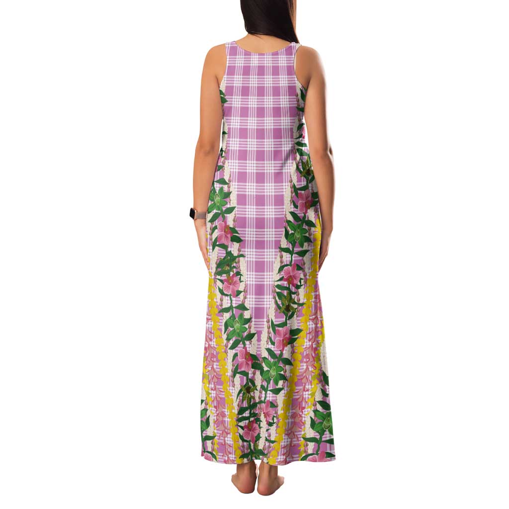 Hawaii Pikake Lokelani Plumeria Lei Tank Maxi Dress Pink Palaka Motifs
