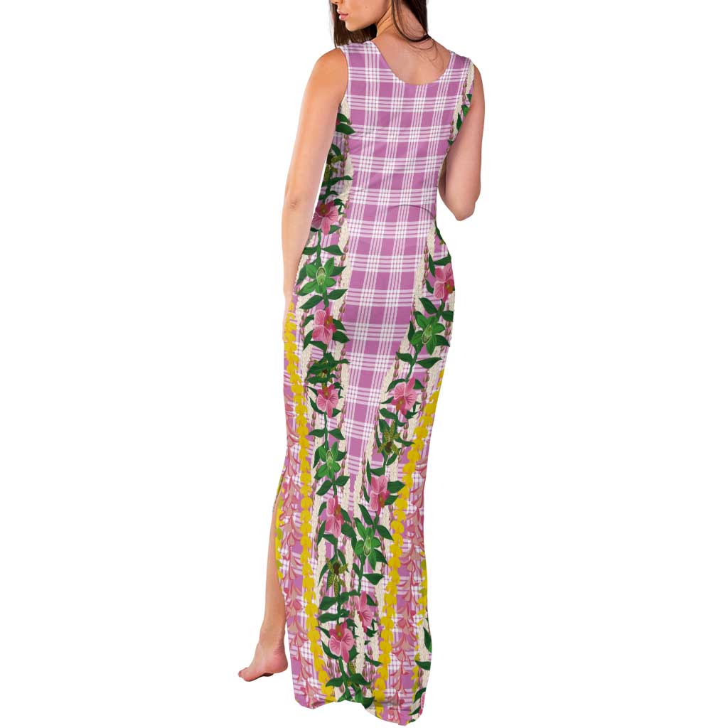 Hawaii Pikake Lokelani Plumeria Lei Tank Maxi Dress Pink Palaka Motifs