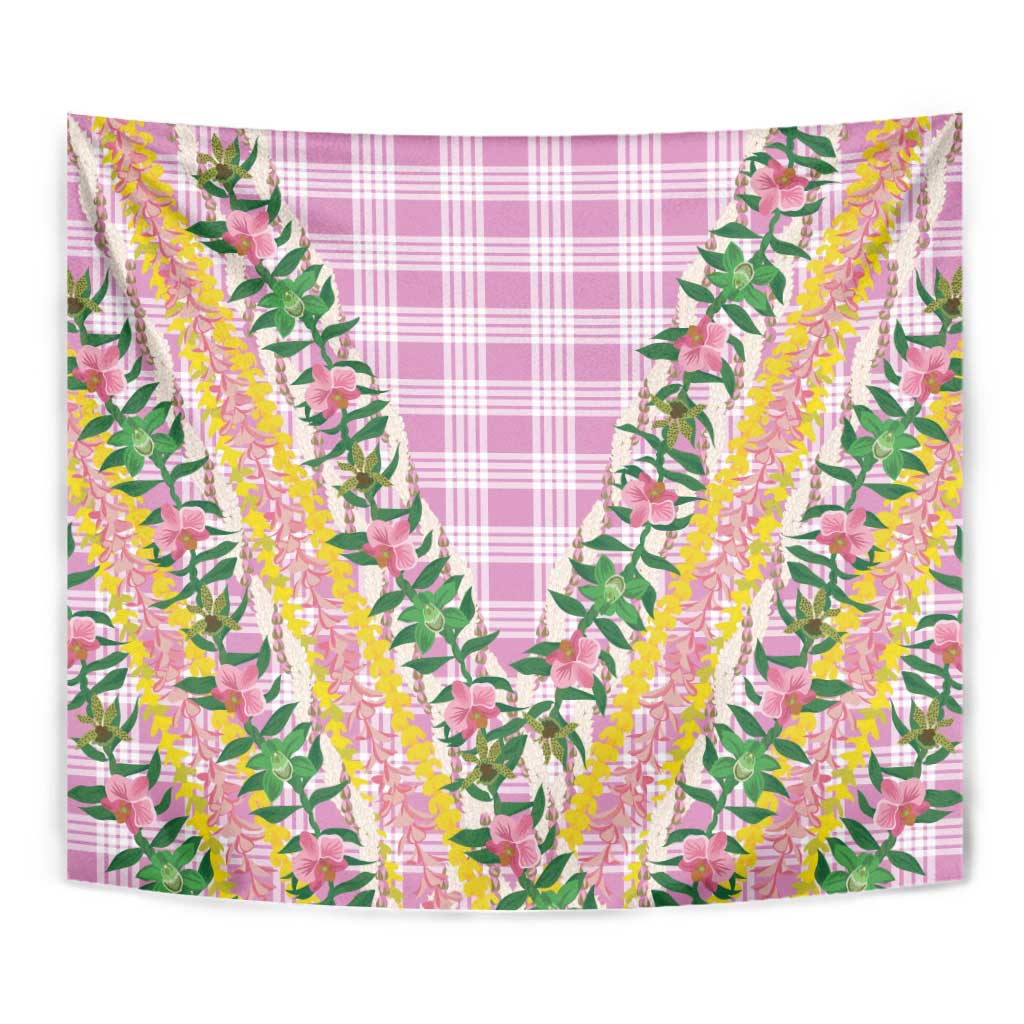 Hawaii Pikake Lokelani Plumeria Lei Tapestry Pink Palaka Motifs