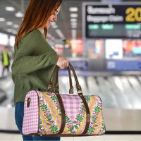 Hawaii Pikake Lokelani Plumeria Lei Travel Bag Pink Palaka Motifs LT05 - Polynesian Pride