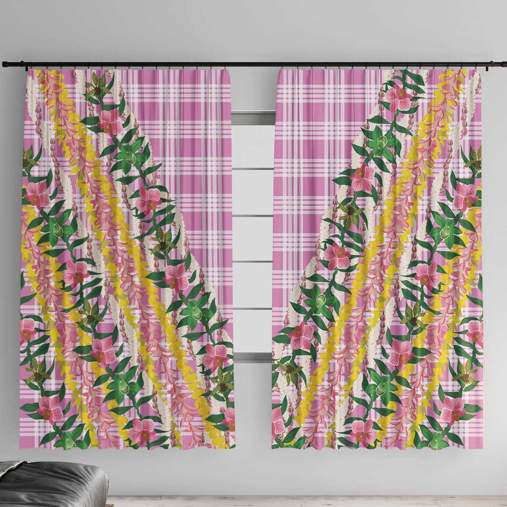 Hawaii Pikake Lokelani Plumeria Lei Window Curtain Pink Palaka Motifs