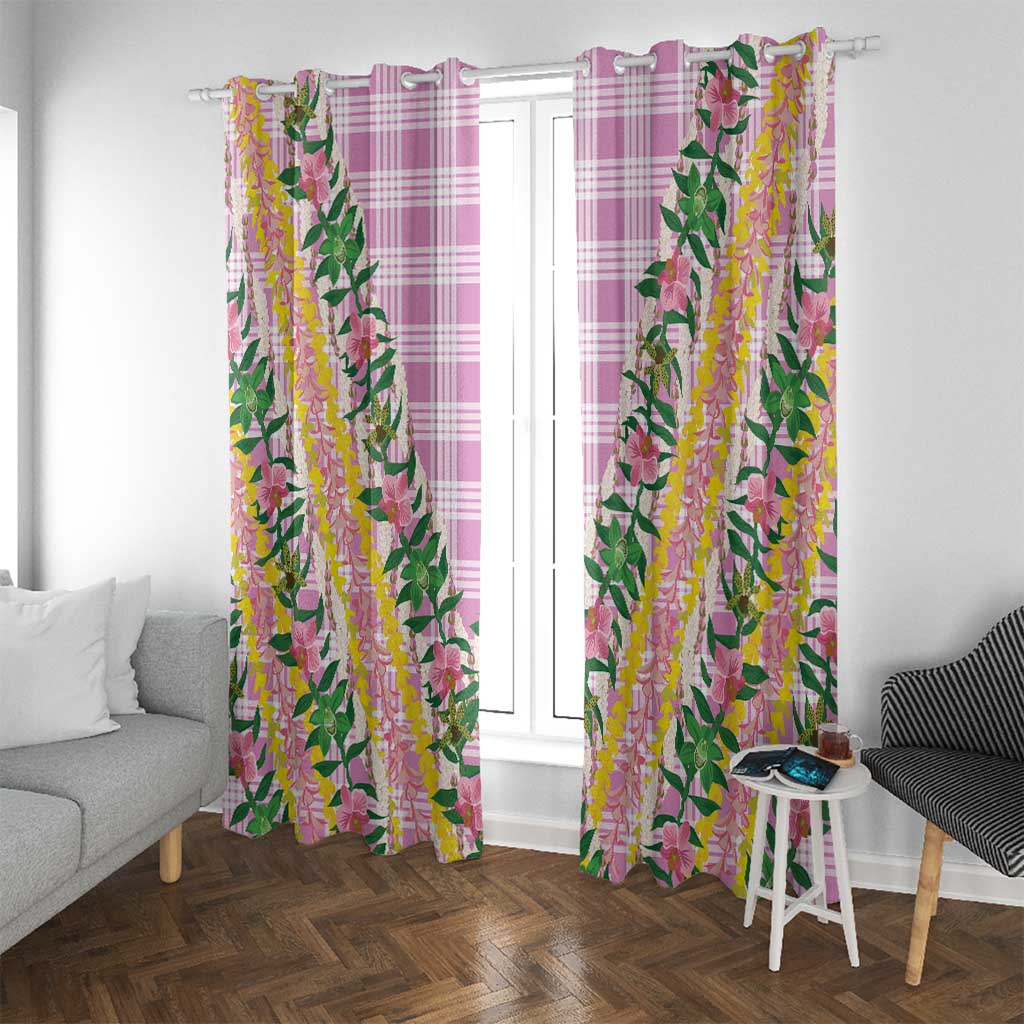 Hawaii Pikake Lokelani Plumeria Lei Window Curtain Pink Palaka Motifs