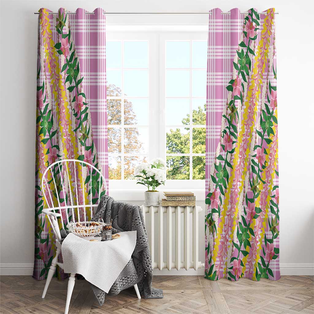 Hawaii Pikake Lokelani Plumeria Lei Window Curtain Pink Palaka Motifs